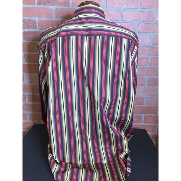 Jack Liyson Mens Button Up Shirt Striped Long Sleeve Contrast Flip Cuffs XL - Picture 5 of 8